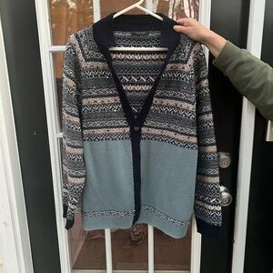 ELENA MIRO FAIRISLE KNITTED CARDIGAN TEAL